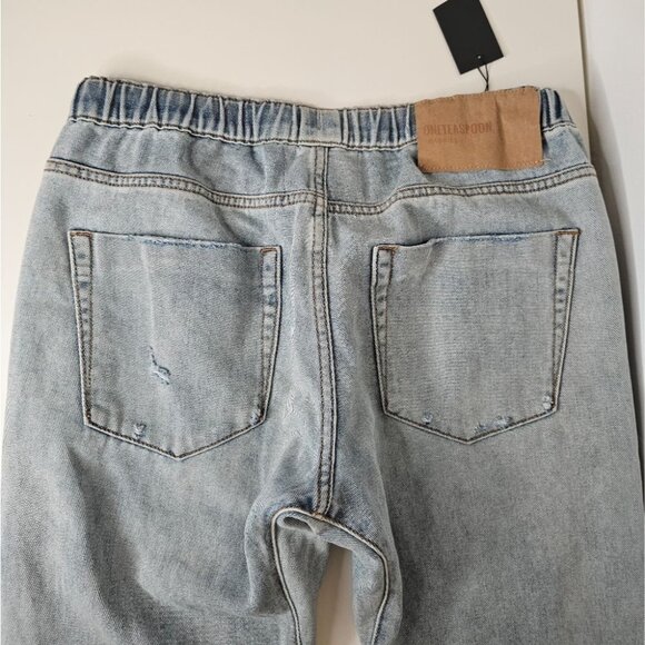 One Teaspoon Shabbies Drawstring Boyfriend Sweatpants Jeans 26 Distressed Blue - Picture 8 of 9